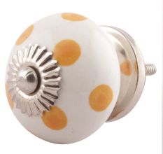 Mustard Dotted Ceramic Floral Drawer Knobs Online